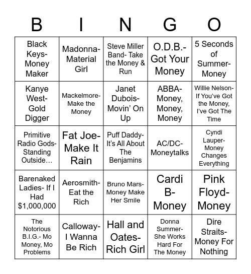 Total-Quiz.com Presents Radio Bingo: Straight Cash, Homie! Bingo Card