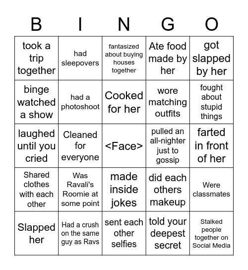 Ravs birthday Bingo Card