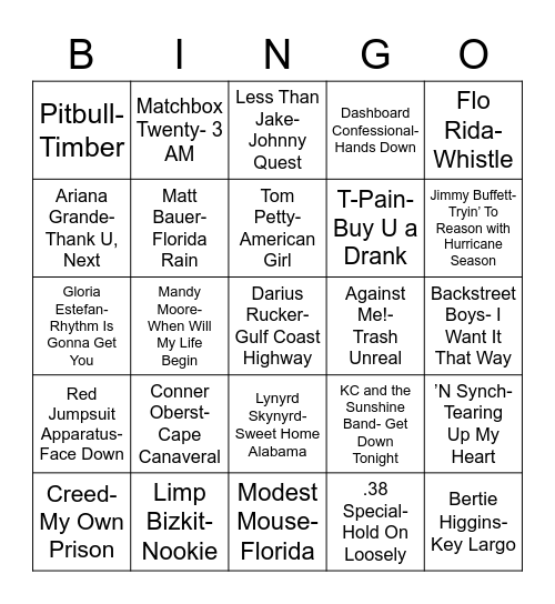 Total-Quiz.com Presents Radio Bingo: The Sunshine State Bingo Card