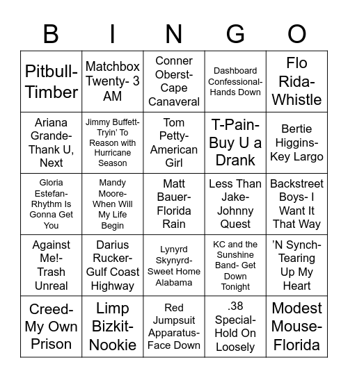 Total-Quiz.com Presents Radio Bingo: The Sunshine State Bingo Card