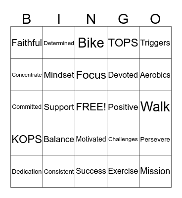 SUCCESS Bingo Card