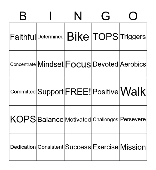 SUCCESS Bingo Card