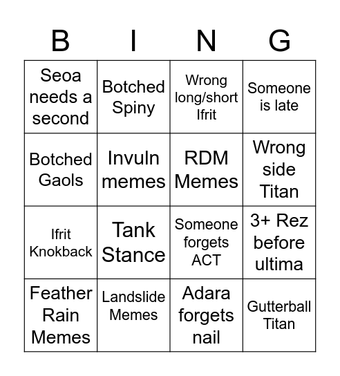 UwU Bingo Card