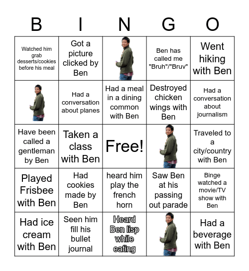 Ben Tan's Birthday Bingo Card