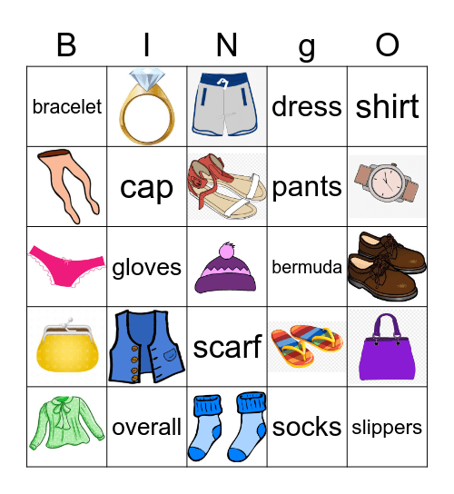 CLOTHES! Bingo Card