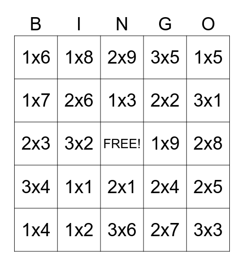 Tafelbingo - 3de leerjaar VBS Bingo Card