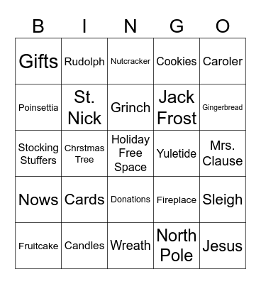 Holiday Bingo! Bingo Card