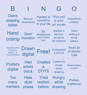 Artist BINGO Card