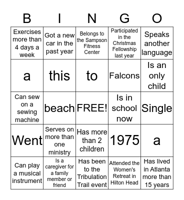 Getting To Know Our Greeters Bingo Card