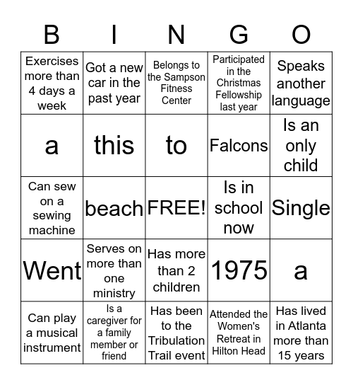 Getting To Know Our Greeters Bingo Card