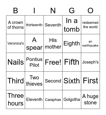 Stations of the Cross Bingo Card