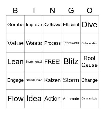 Words Bingo Card