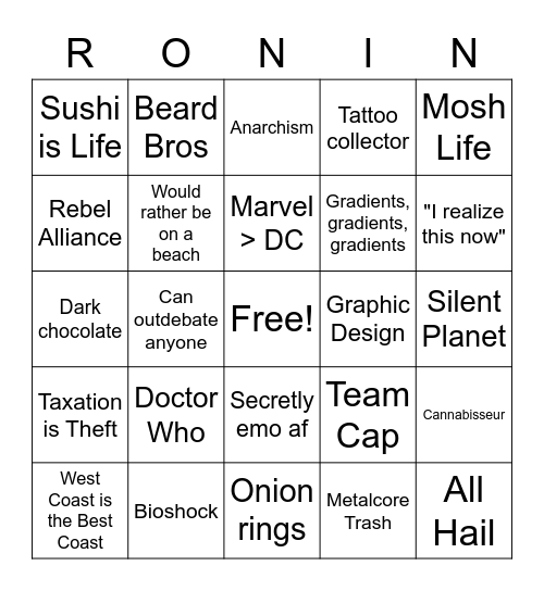 RONIN BINGO Card