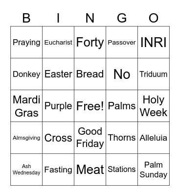 LENT BINGO Card