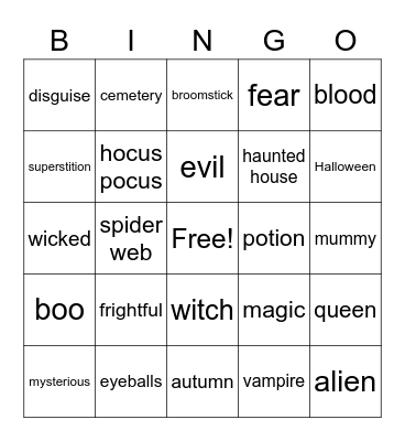 Halloween Bingo Card