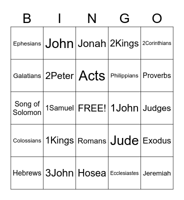 Bible Bingo Card