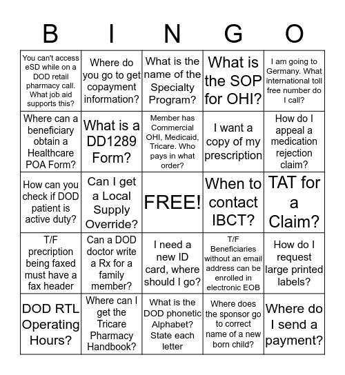 Bingo DOD/KRG Bingo Card