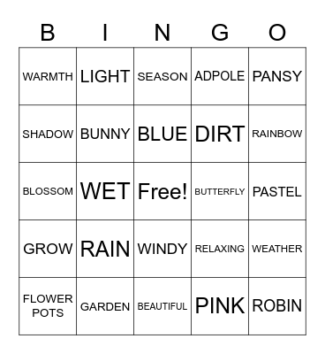 Spring Bingo Card