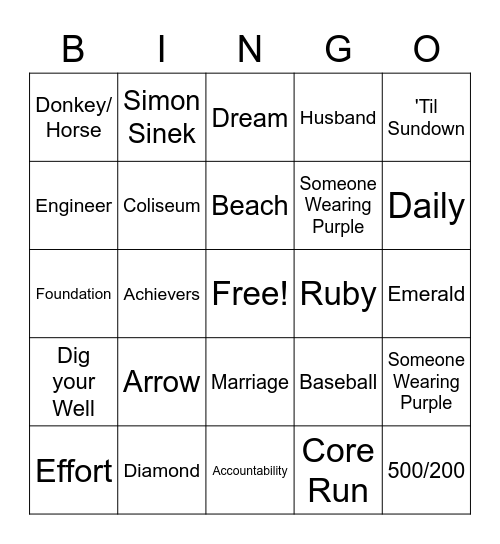 DTU Summer Conference Saturday Night BINGO Card