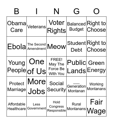 Debate Wars Bingo Card