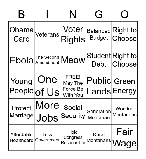 Debate Wars Bingo Card