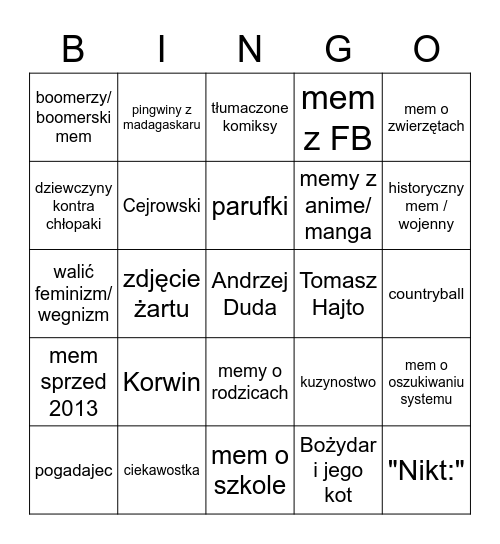 memy jeja pl v2 Bingo Card