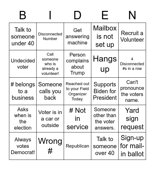 Back2Blue VPB Biden Bingo! Bingo Card
