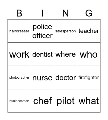 HFG U3L2 Bingo Card