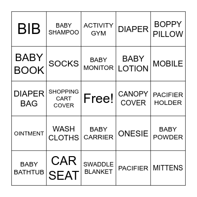 BABY BINGO Card