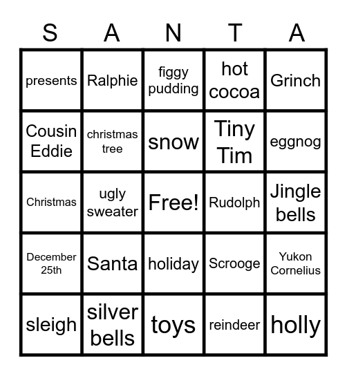 Merry Julymas Bingo Card