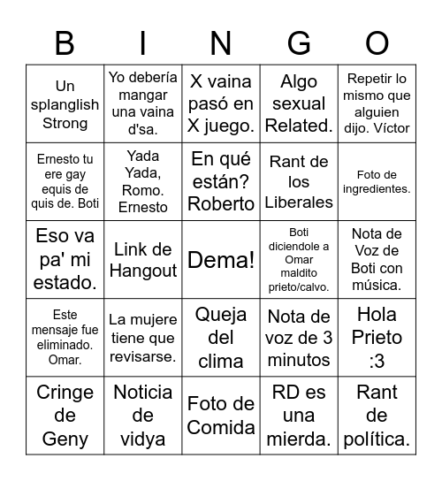 Hermandad de la Dema Bingo Card