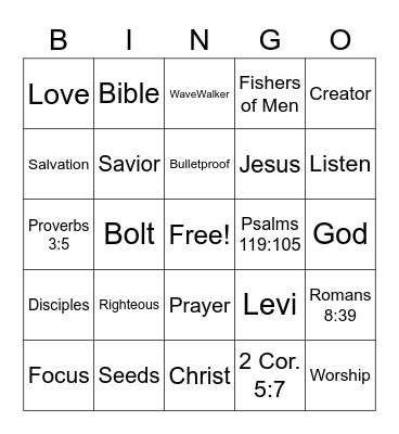 BOLT! Bingo Card