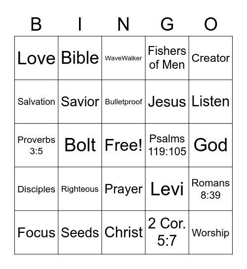 BOLT! Bingo Card