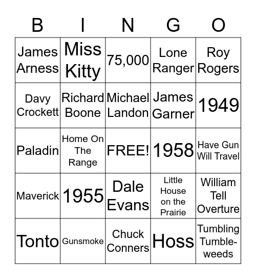 Western Bingo Card