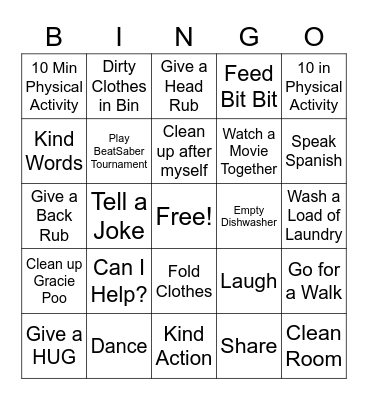 Casa Faust Squirrel Bingo Card