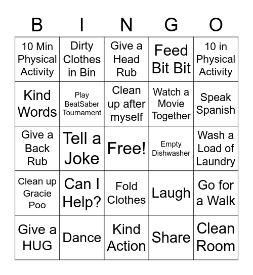 Casa Faust Squirrel Bingo Card