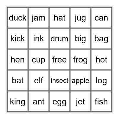 Alphabet Bingo Card
