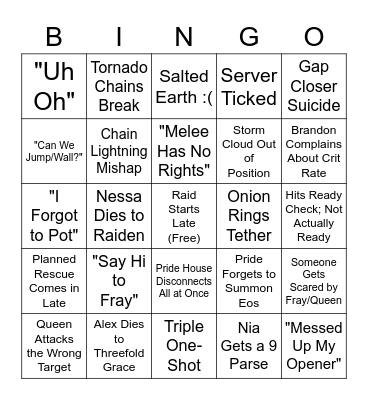Reclear Bingo Card