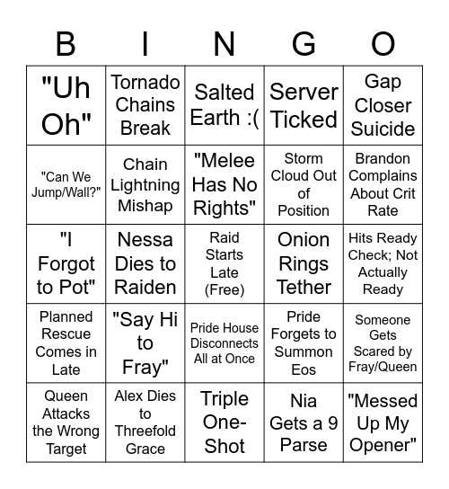 Reclear Bingo Card