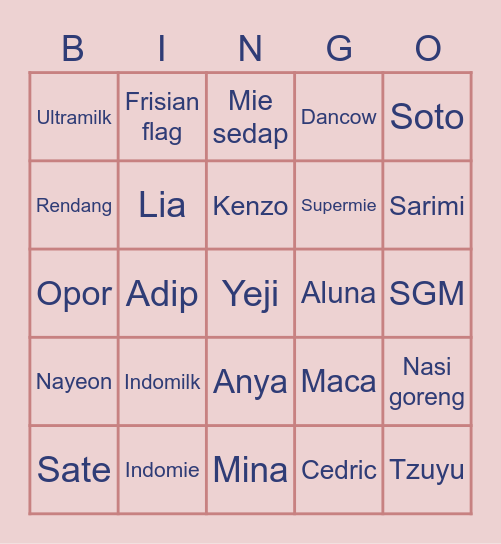 EUNCUNQ Bingo Card