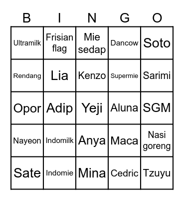 EUNCUNQ Bingo Card