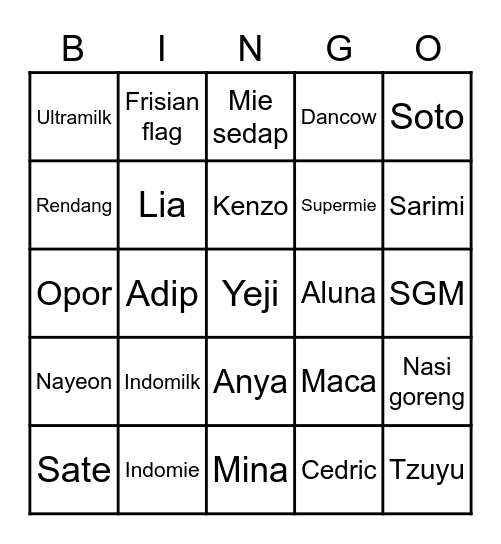 EUNCUNQ Bingo Card