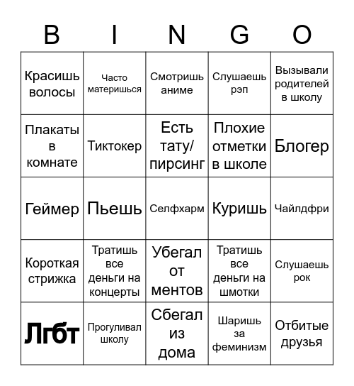 Разочарование для родителей Bingo Card