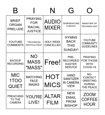 CCG COVID-19 LIVE STREAM BINGO Card