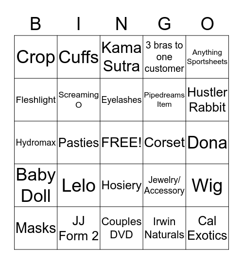 Fascinations BINGO- non-Halloween Stores Bingo Card