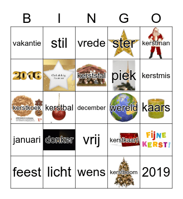 Kerst Bingo Card
