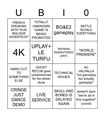 UBI FORWARD Bingo Card
