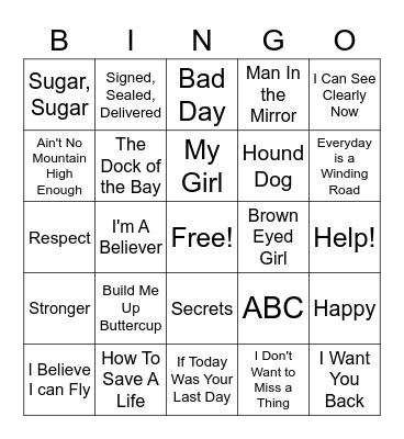 Music Bingo Card