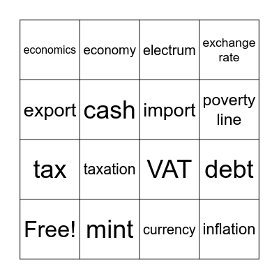 Economics Bingo Card