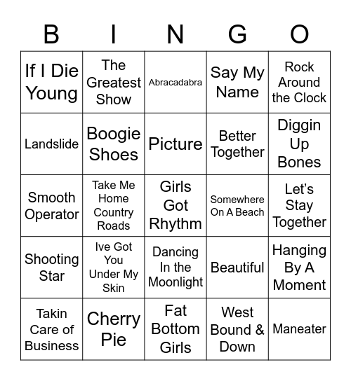 Music Bingo 55-3, Music Bingo 55, Music Bingo 55-8 Bingo Card